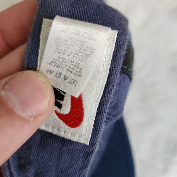 Vintage Nike "N" Logo Hat Blue 2 Tone Swoosh Strapback OSFA 100% Cotton 90s Y2K - Picture 6 of 8